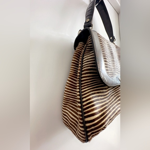 Elaine Turner Satchel African Antelope Hair Patent Leather 15” x 11” Gorgeous!! - Picture 13 of 16